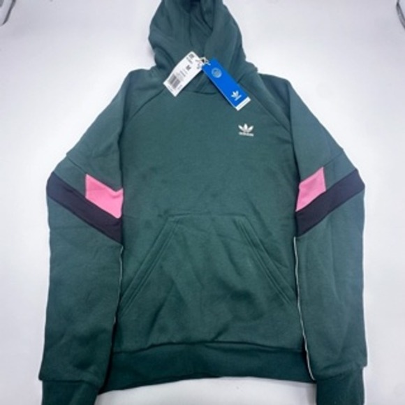 Adidas Kids Green Pink Black White Stripe Hoodie Sweatshirt‎ Size M - Picture 2 of 11